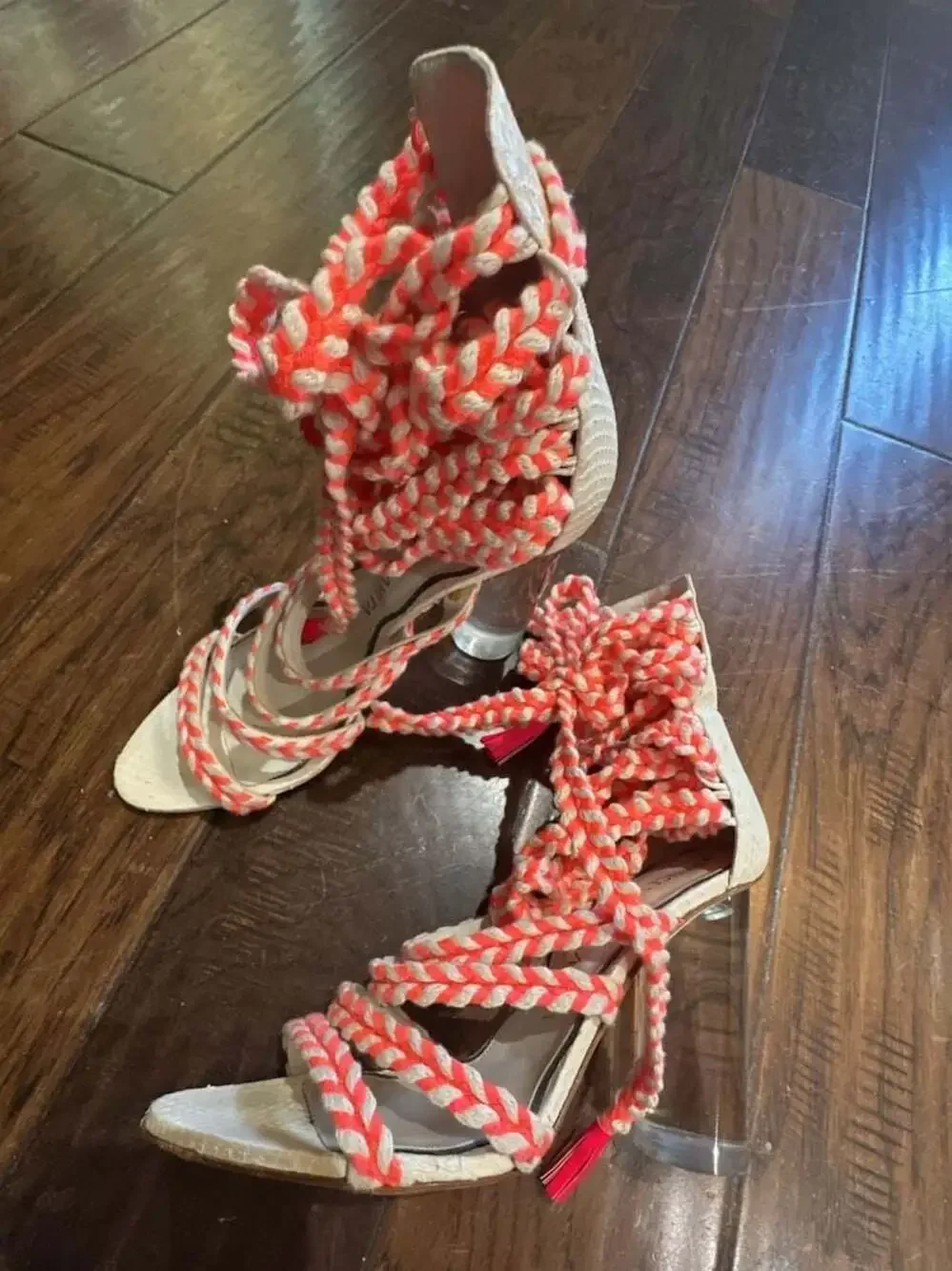 Francesca Bellavita Don't Call Me Doll Neon Rope Lace-Up Heels Size 39